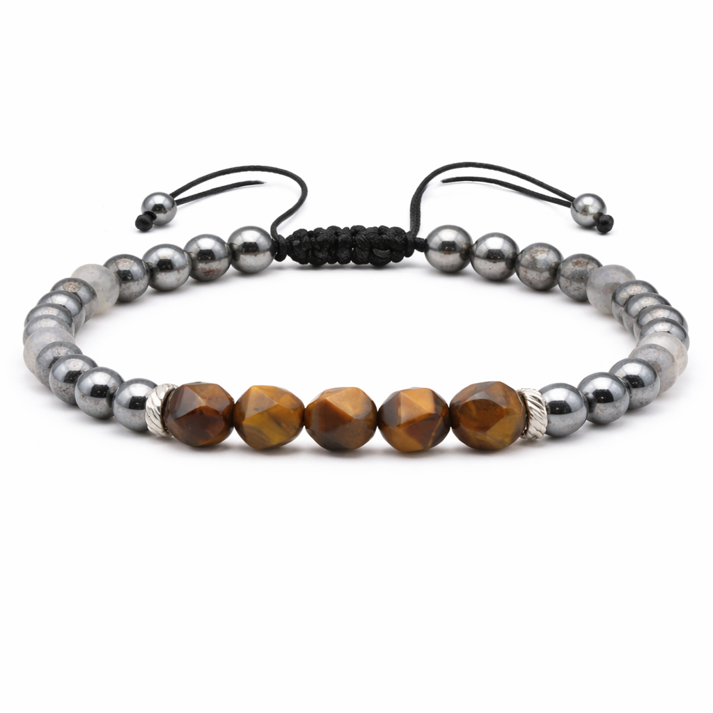 Armband Kraft & Schutz – Hämatit, Labradorit & Tigerauge - Tibetwelt