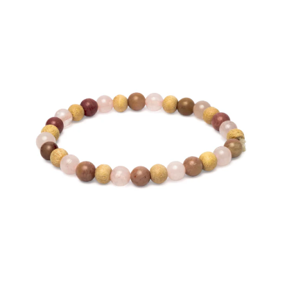 Bracelet Harmonie Sacrée en Thulite, Quartz Rose et Tulsi - univers tibet