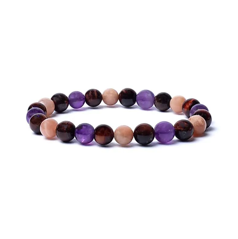 Armband Harmonie – Heiliger Auge, Amethyst & Sonnensandstein – Tibetwelt