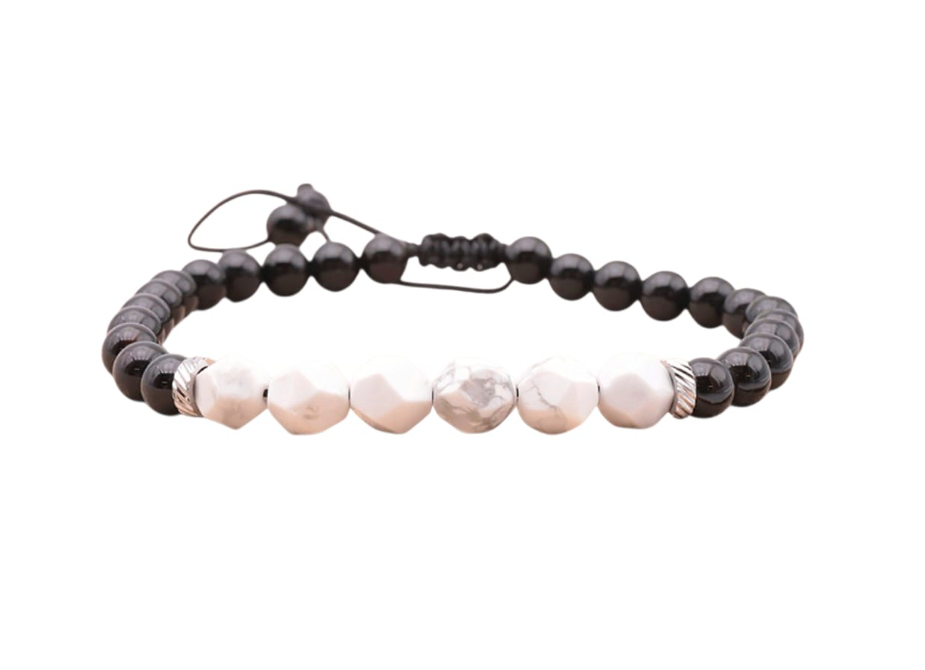 Armband Linea – Weißer Howlit & Onyx - Tibetwelt