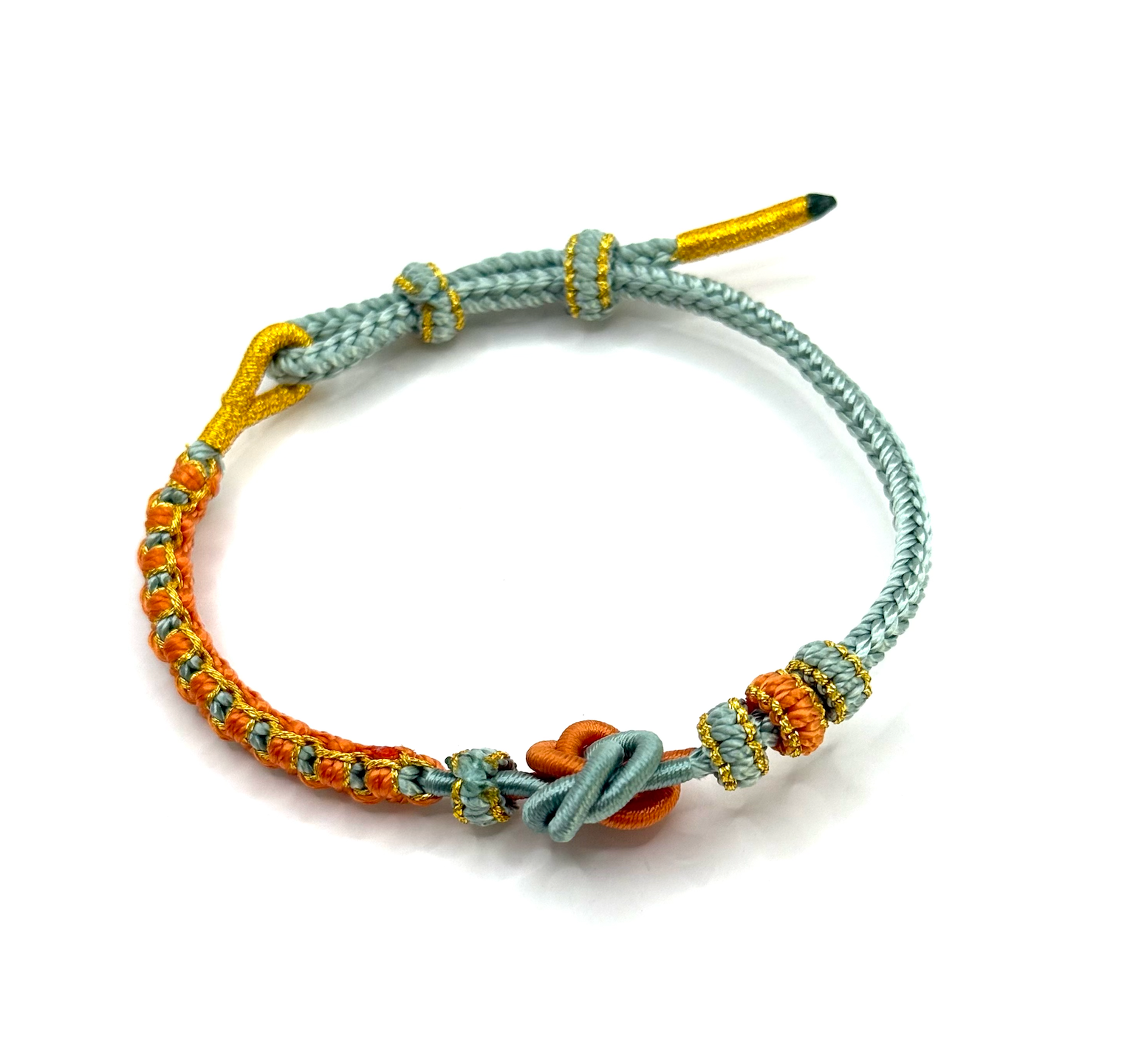 Armband Mandala Pfingstrose Orange Hellgrün - Tibetwelt