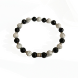 Bracelet Protection Équilibre en Onyx et Howlite Blanche - UNIVERS TIBET