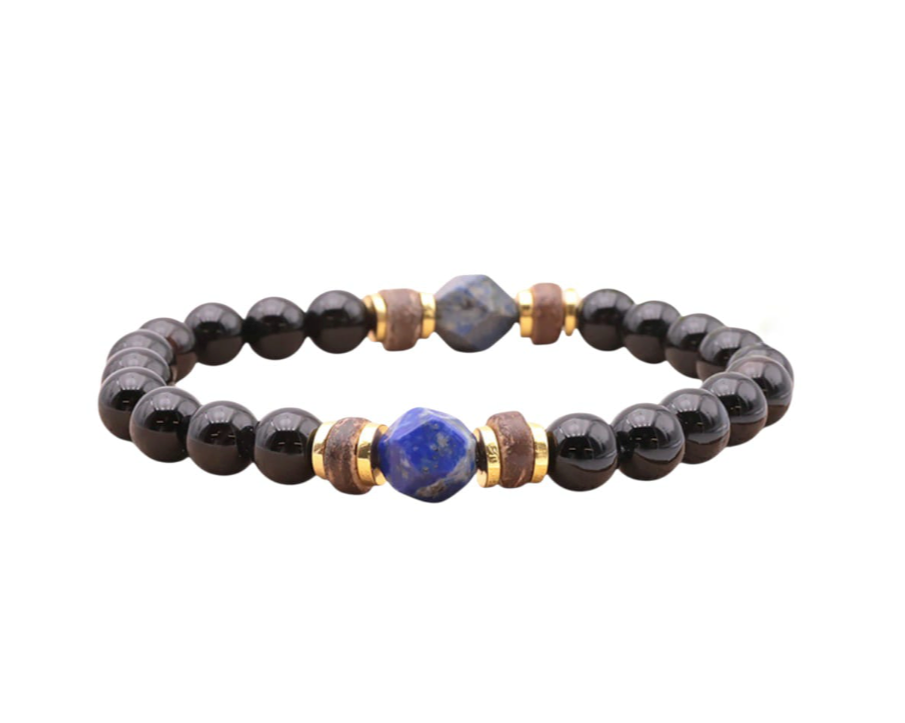 Armband Weisheit – Onyx, Lapislazuli & Holz - Tibetwelt