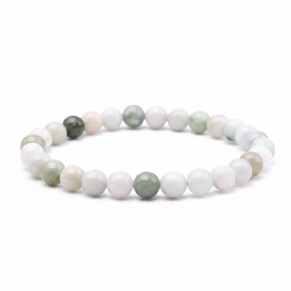 Bracelet Shambhala en Jade de Birmanie Naturel – Perles 6 mm - univers tibet