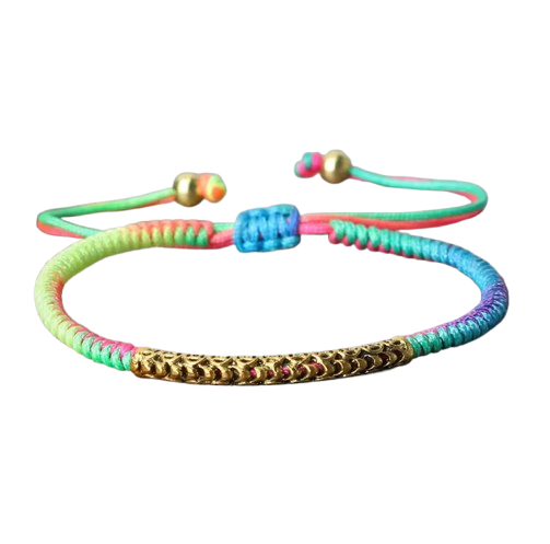 Tibetan Buddhist Woven Bracelet - Hand-Knotted Good Luck Rainbow Bracelet - Tibetwelt