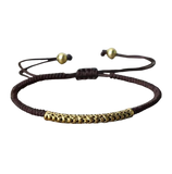 Bracelet Tibétain Bouddhiste Tressé à la Main Porte-Bonheur Marron - Univers TIbet