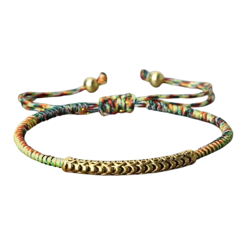 Tibetan Buddhist Woven Bracelet, Hand-Knotted, Good Luck Multi-Colored - Tibetwelt
