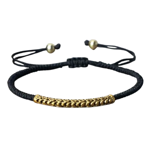 Tibetan Buddhist Woven Bracelet - Hand-Knotted Black Amulet Bracelet - Tibetwelt