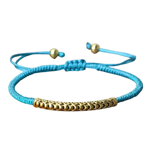 Tibetan Buddhist Woven Bracelet, Turquoise - Tibetwelt