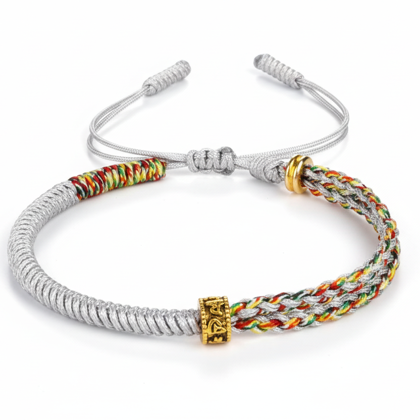 Tibetanischer Amulett-Armreif mit Mantra - Grau - Tibetwelt