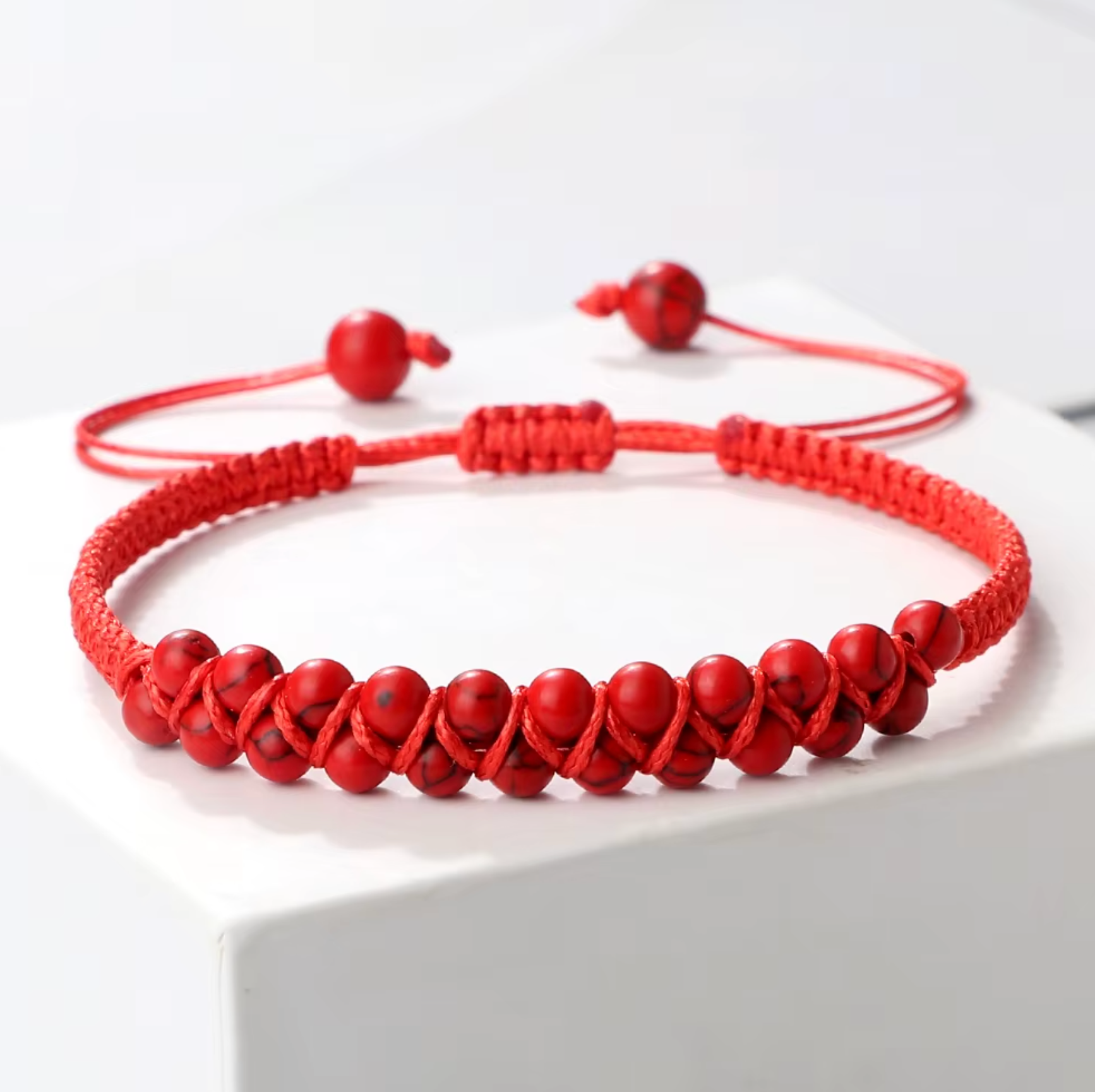 Tibetanisches Armband der Freundschaft aus roten Turmalinperlen - Tibetwelt