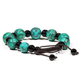 Tibetanisches Armband – Innere Balance – Türkis & Schwarzer Stein (Verstellbar) - Tibetwelt