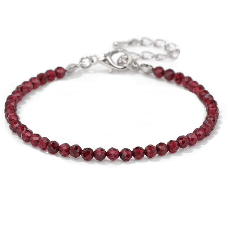 Armband für Vitalität und Erdung - Facettierter Granat - Tibetwelt