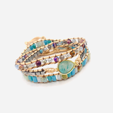 Bracelet Wrap Amazonite et Pierre de Cristal - Univers tibet