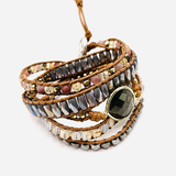 Bracelet Wrap Jaspe et Cristal - Univers Tibet