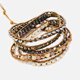 Bracelet Wrap Jaspe et Cristal 5 Brins - Univers Tibet