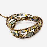 Bracelet Wrap Labradorite et Pierre de Lune - Univers tibet