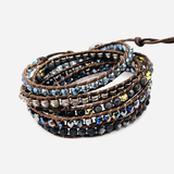 Bracelet Wrap Onyx et Cristal - Univers Tibet