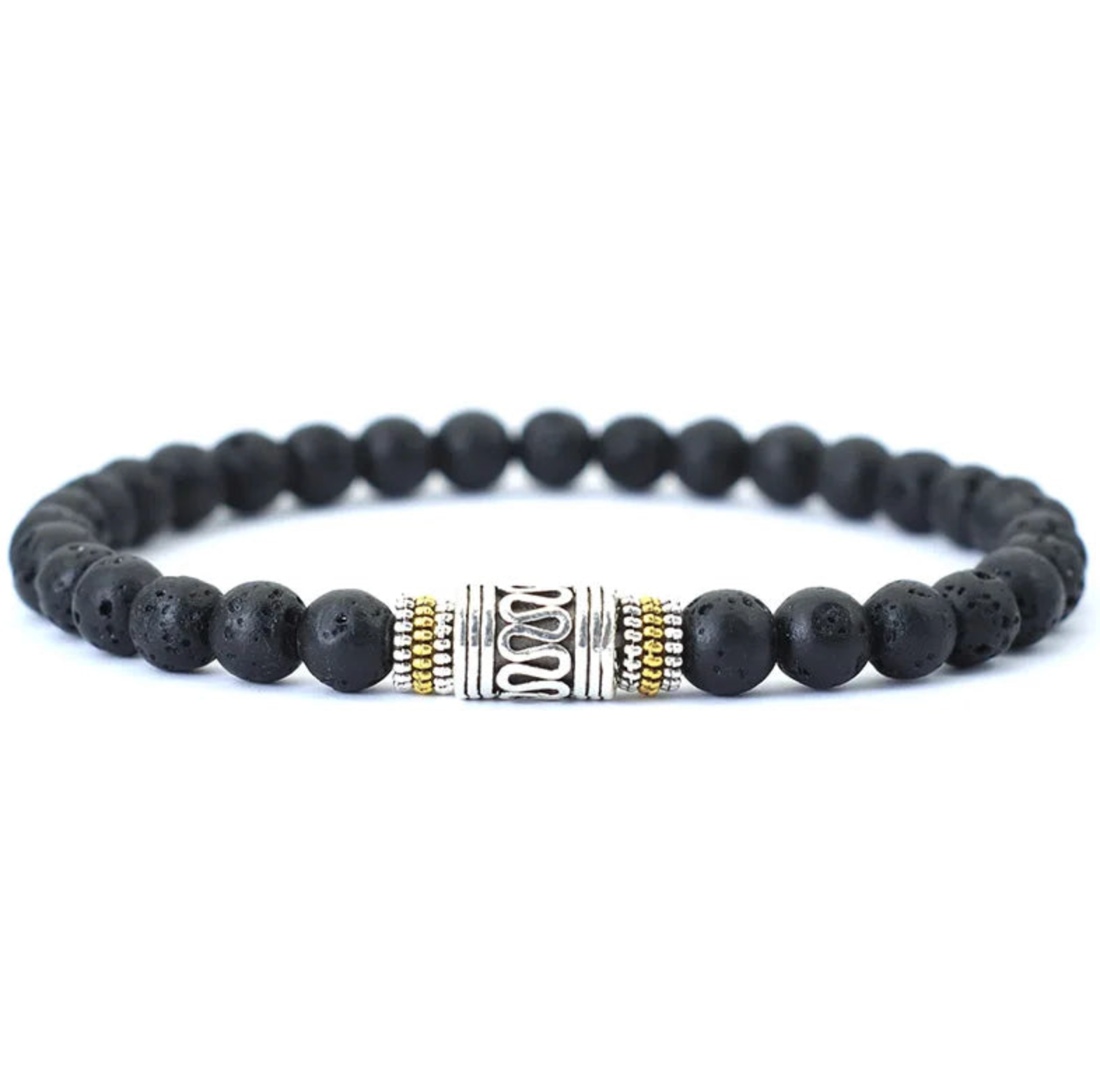 Armband mit Glücksbringer, Lavagestein, gotischer Stil