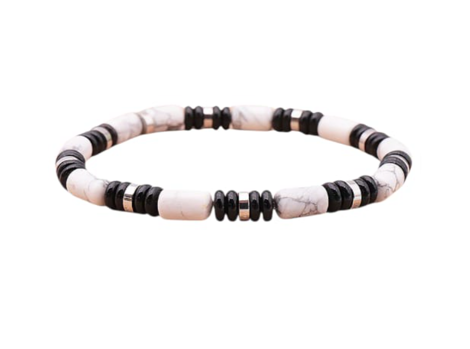 Armband für innere Balance – Obsidian und weiße Howlite – Tibetwelt
