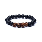 Bracelet Équilibre du Guerrier Intérieur – Onyx & Rudraksha - Univers Tibet