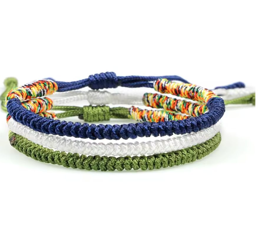 Buddhistische tibetische Armbänder, Freundschaft, blau, weiß, grün - Tibetwelt