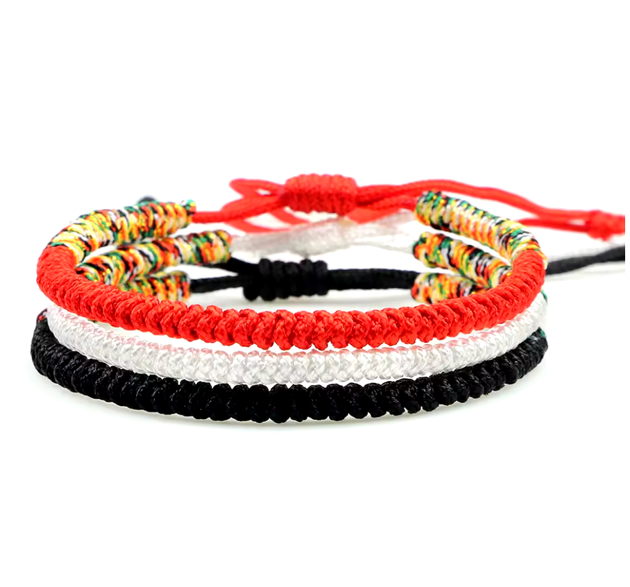 Buddhistische tibetische Armbänder, Freundschaft, Schwarz, Weiß und Rot - Tibetwelt