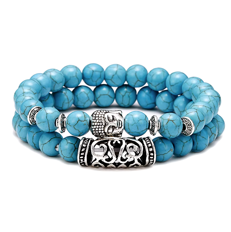 Tibetanische Duo-Buddha-Armbänder aus Howlit – Tibetwelt