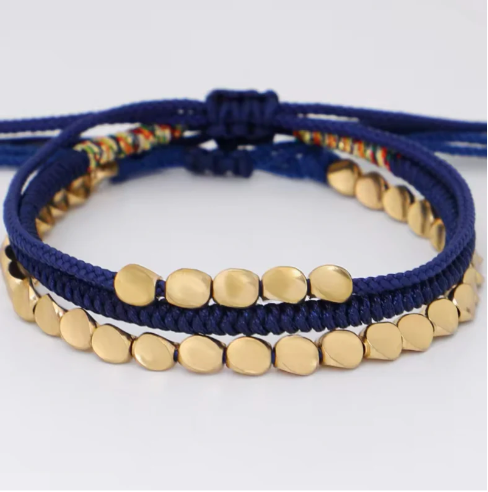 Tibetanische Armbänder – Glück – Set aus 3 – Marineblau – Tibetwelt