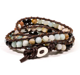 Bracelet Wrap Amazone - Agate Noire - Univers Tibet 
