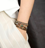 Wickelarmband aus Jaspis und Kristallen