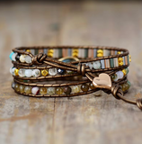 Wickelarmband aus Jaspis und Kristallen