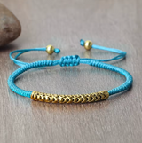 Handgeflochtenes buddhistisches Armband, Glücksbringer, Türkis