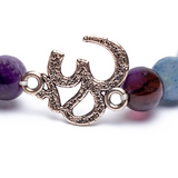 Amethyst-Aventurin-Bergkristall und Om-Armband