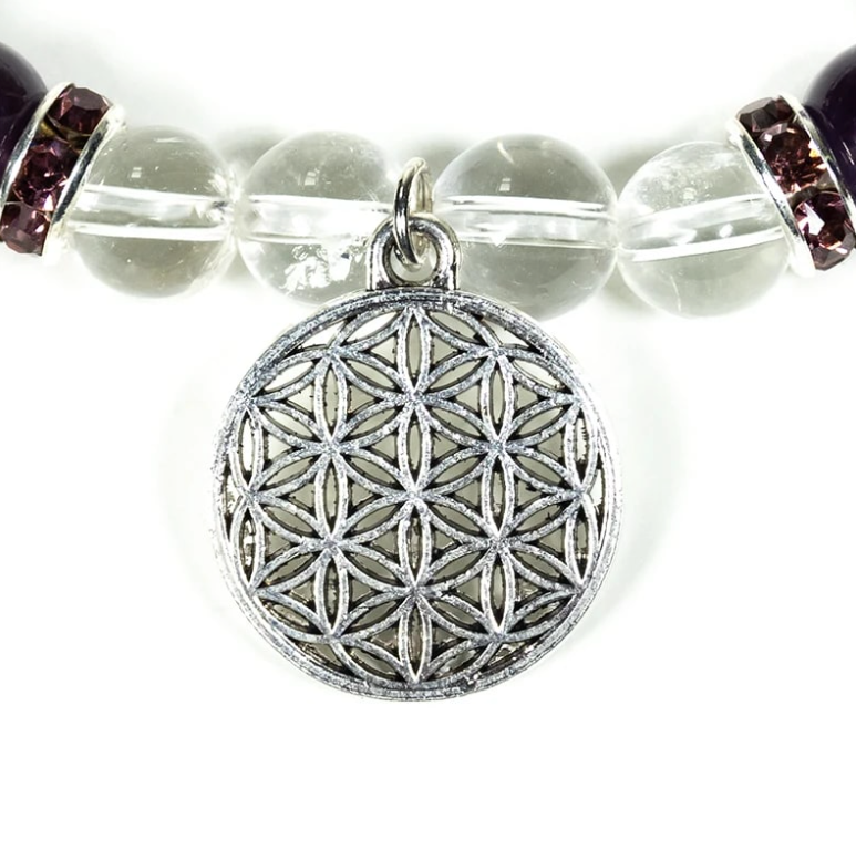 Amethyst Bergkristall Blume des Lebens Armband