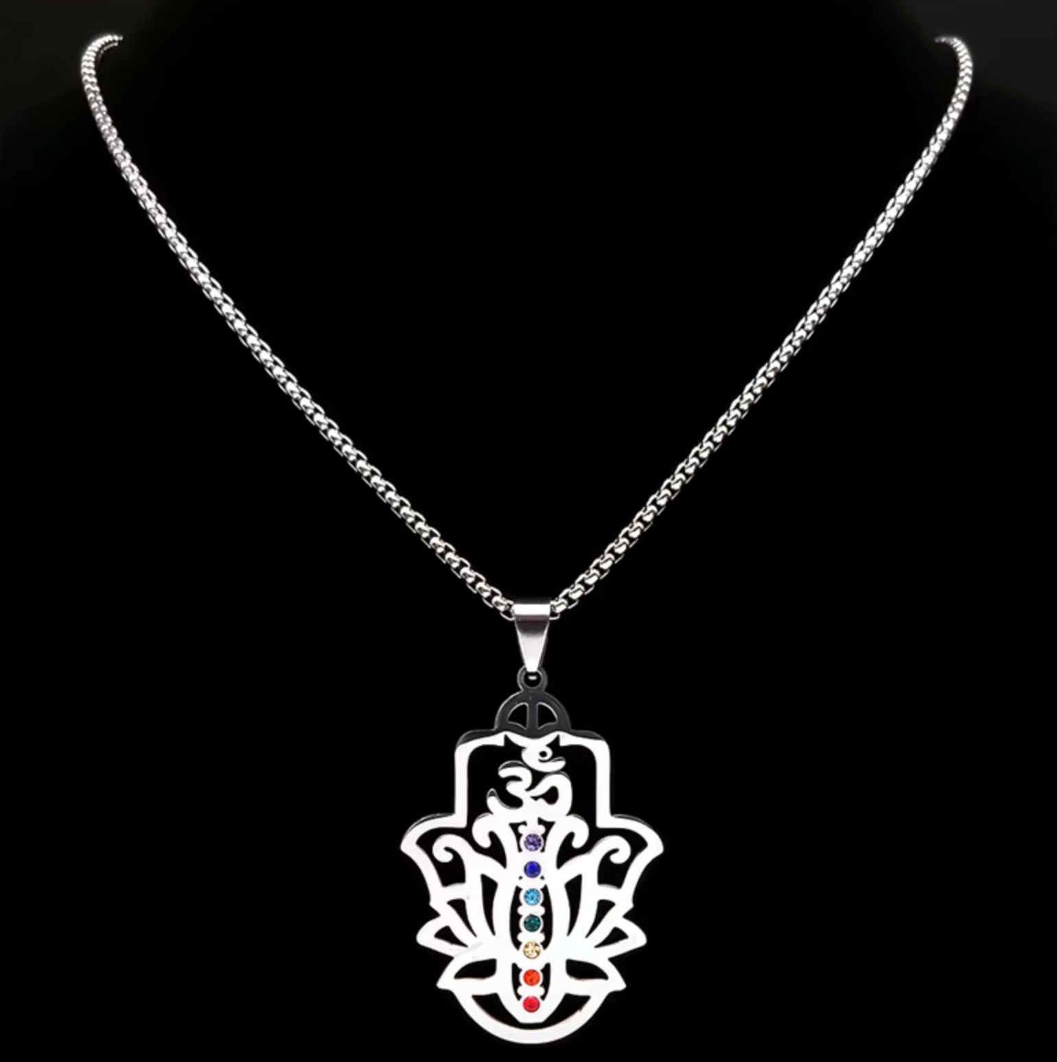 OM 7 Chakra Lotusblütenanhänger