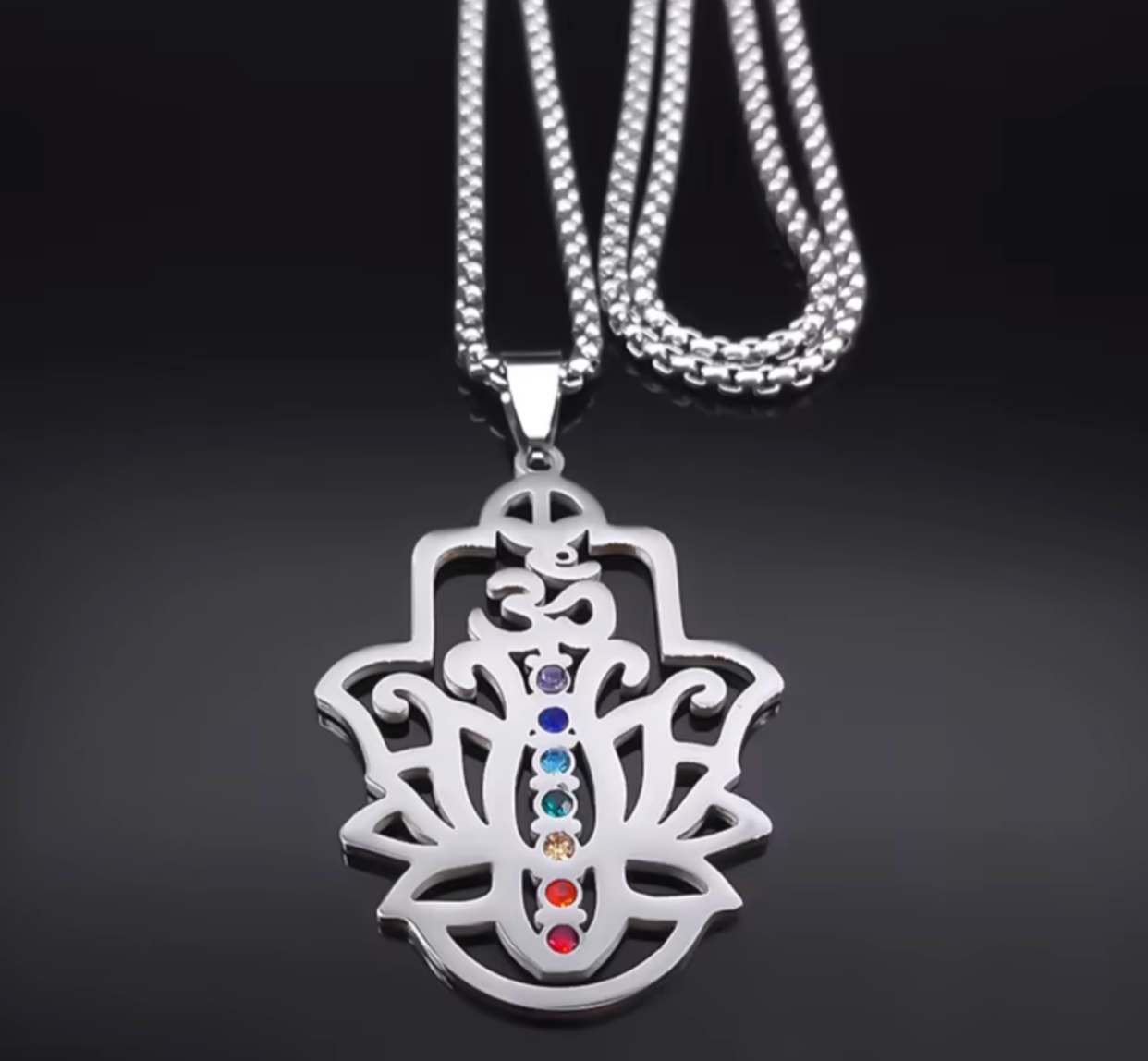 OM 7 Chakra Lotusblütenanhänger