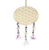 Sonnenfänger Blume des Lebens Kristall und Amethyst