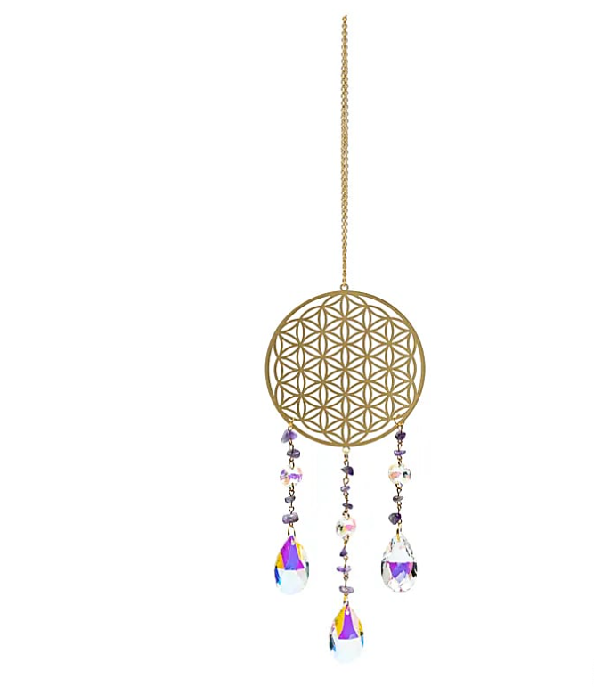 Sonnenfänger Blume des Lebens Kristall und Amethyst