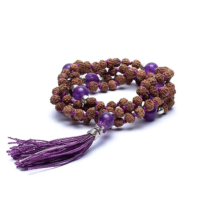 Mala Rudraksha und Amethyst