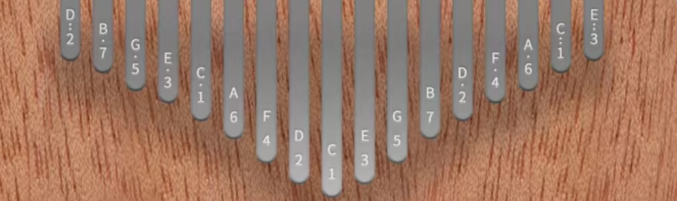 Kalimba, 17 Tasten, aus gelbem Ahornholz