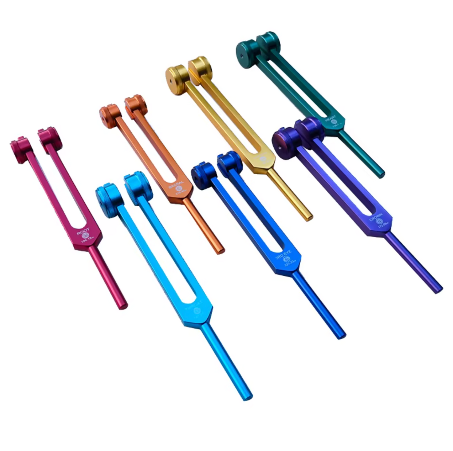 Set mit 7 Heilstimmgabeln für die 7 Chakren
