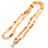 Tibetische Mala 108 Perlen Pfirsich Aventurin 