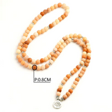 Tibetische Mala 108 Perlen Pfirsich Aventurin 