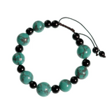 Tibetisches Armband „Inner Balance“ – Türkis &amp; Schwarzer Achat (verstellbar)