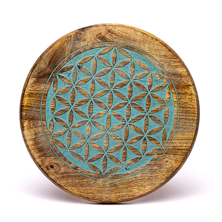 Tisch „Blume des Lebens“ aus Mangoholz