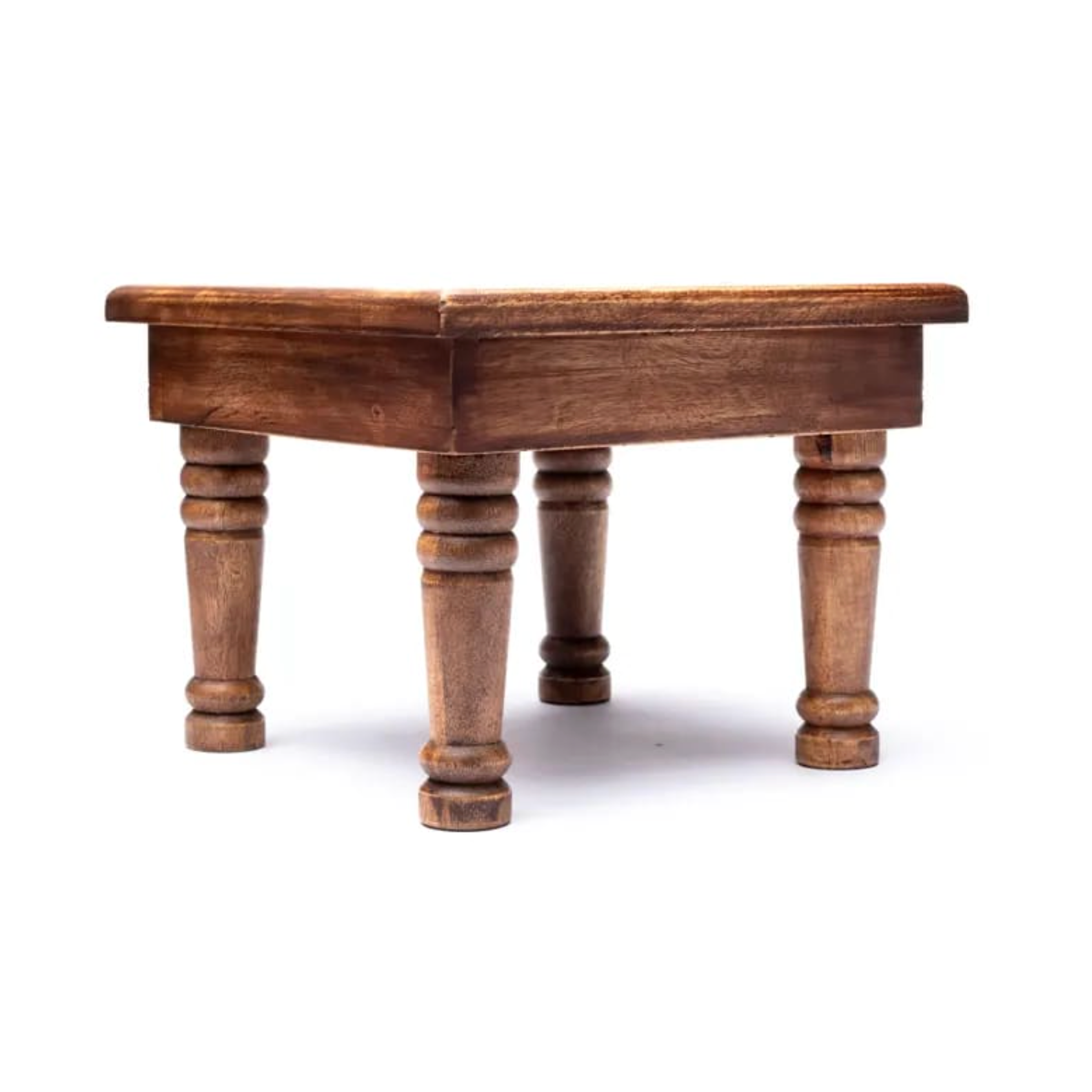 Table sacrée Fleur de Vie en bois – Autel spirituel, rassemblant une petite table antique en bois avec pieds bombés.