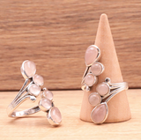 Elastischer Ring aus Amethyst-, Rosenquarz- und Bergkristallperlen