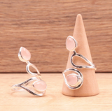 Elastischer Ring aus Amethyst-, Rosenquarz- und Bergkristallperlen