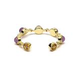 Elastischer Ring aus Amethyst-, Rosenquarz- und Bergkristallperlen